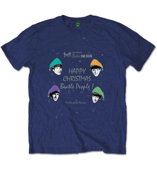 The Beatles: Happy Christmas - Navy Blue T-Shirt