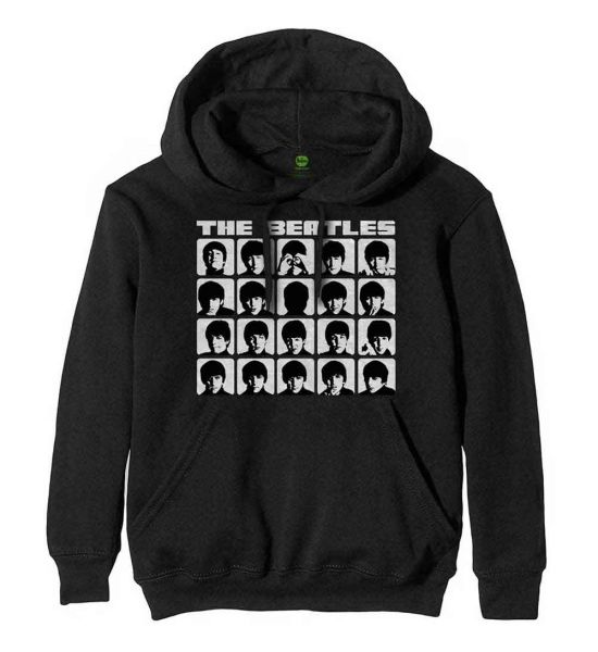 The Beatles: Hard Days Night Faces Mono - Black Pullover Hoodie