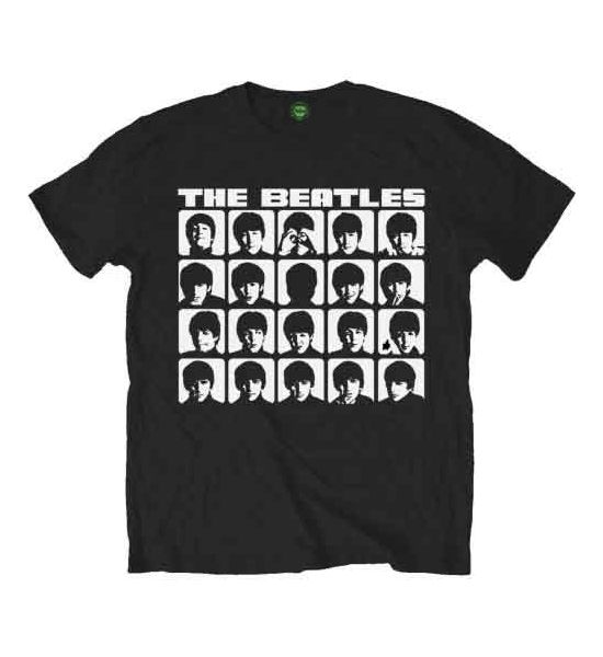 The Beatles: Hard Days Night Faces Mono - Black T-Shirt