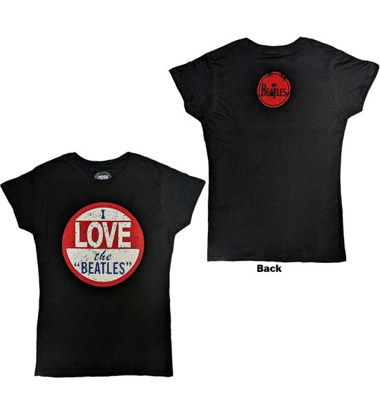 The Beatles: I Love The Beatles (Back Print) - Ladies Black T-Shirt