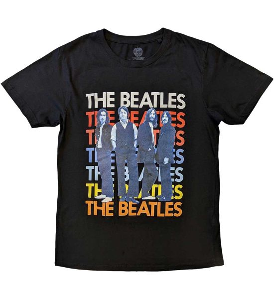 The Beatles: Iconic Multicolour - Black T-Shirt