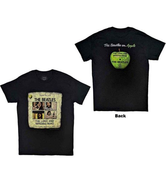 The Beatles: Long & Winding Road (Back Print) - Black T-Shirt