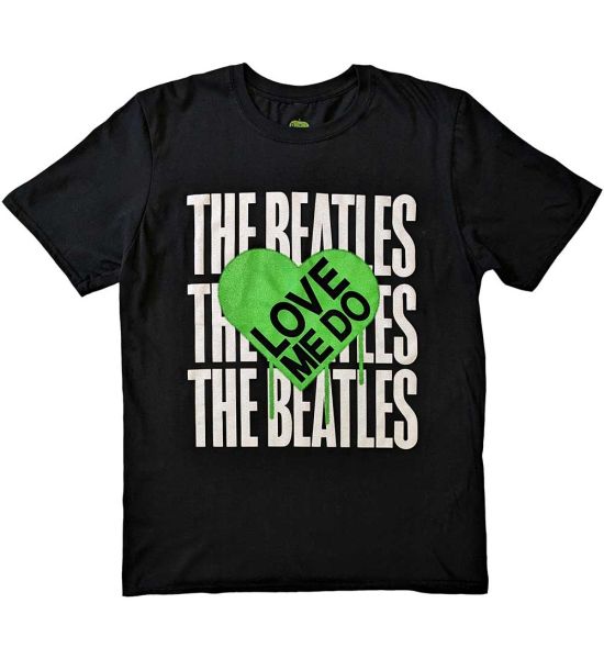 The Beatles: Love Me Do Graffiti Heart - Black T-Shirt