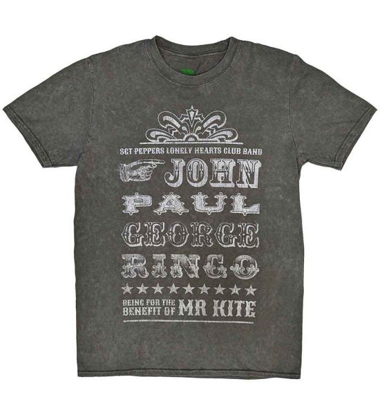 The Beatles: Mr Kite (Snow Wash, Dye Wash) - Charcoal Grey T-Shirt