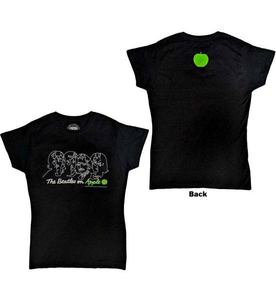 The Beatles: On Apple (Back Print) - Ladies Black T-Shirt