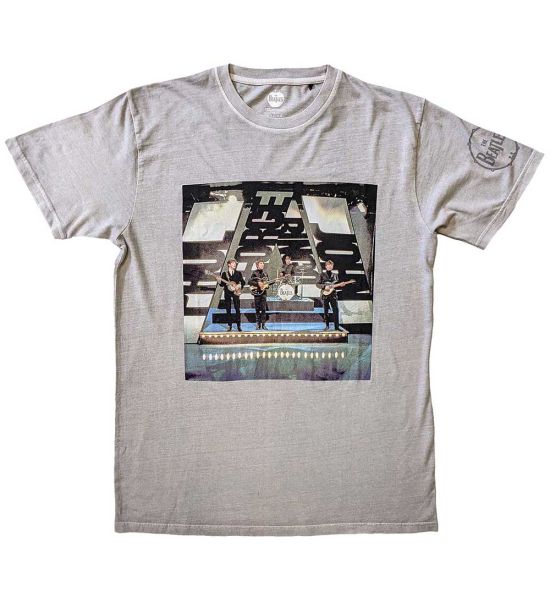 The Beatles: On Stage (Sleeve Print) - Grey T-Shirt