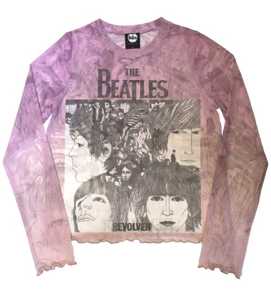 The Beatles: Revolver (Mesh, Sublimation Print) - Pink Ladies Long Sleeve T-Shirt