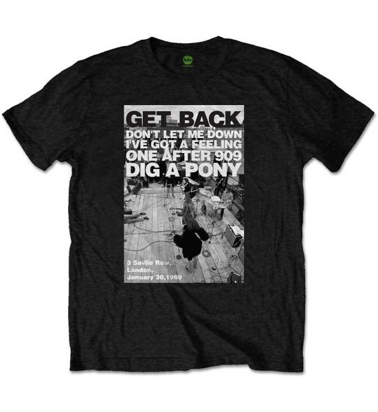 The Beatles: Rooftop Shot - Black T-Shirt