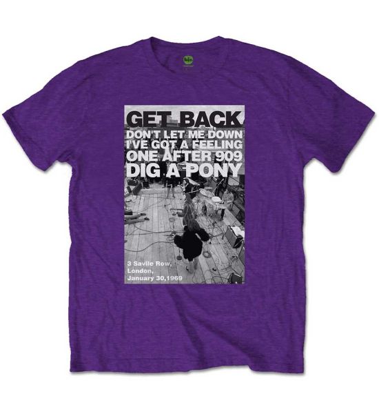 The Beatles: Rooftop Shot - Purple T-Shirt