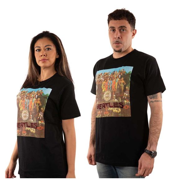 The Beatles: Sgt Pepper (Embellished) - Black T-Shirt