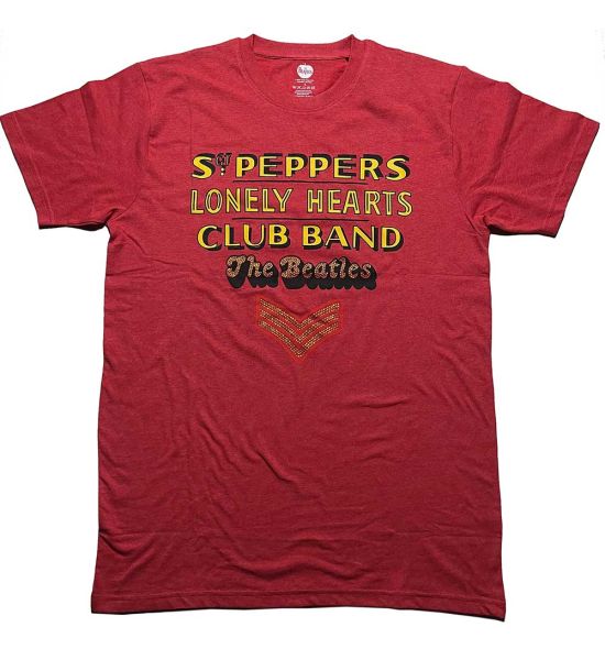 The Beatles: Sgt Pepper Stacked (Embellished) - Red T-Shirt