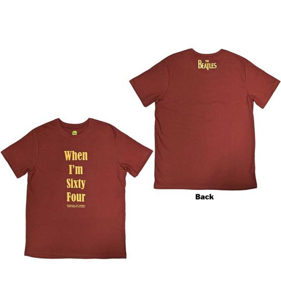 The Beatles: When I'm Sixty Four (Back Print) - Red T-Shirt