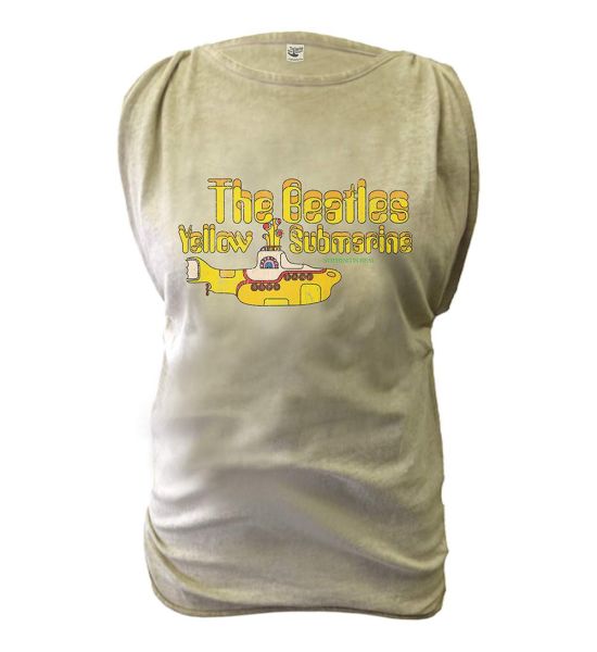 The Beatles: Yellow Submarine (Discharge Print, Oil Wash) - Ladies Olive Green T-Shirt