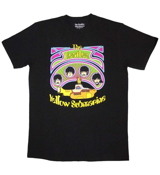 The Beatles: Yellow Submarine Heads in Circles v2 - Black T-Shirt