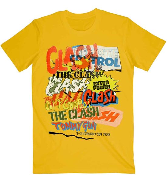 The Clash: Singles Collage Text - Yellow T-Shirt