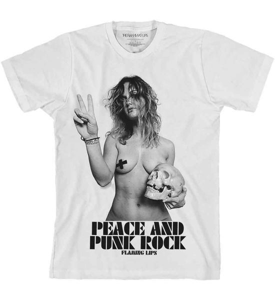 The Flaming Lips: Peace & Punk Rock Girl - White T-Shirt