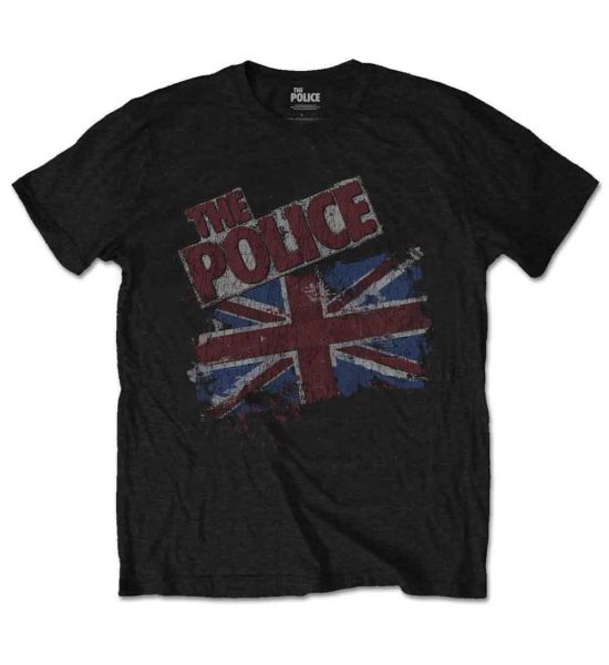 The Police: Vintage Flag - Black T-Shirt