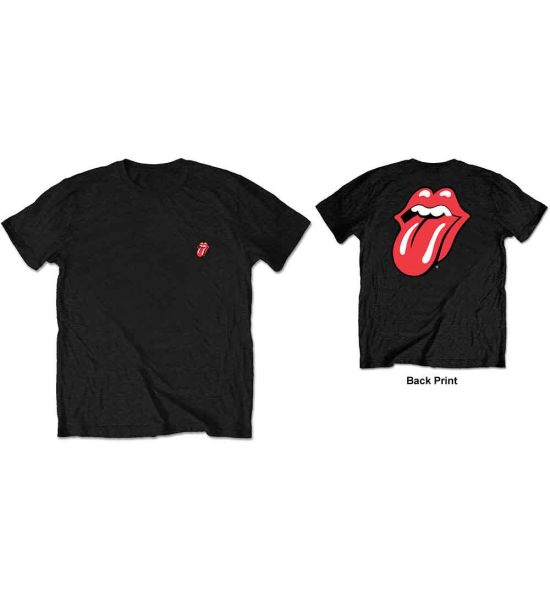 The Rolling Stones: Classic Tongue (Back Print) - Black T-Shirt