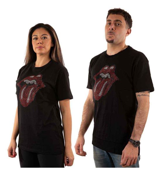 The Rolling Stones: Classic Tongue (Embellished) - Black T-Shirt