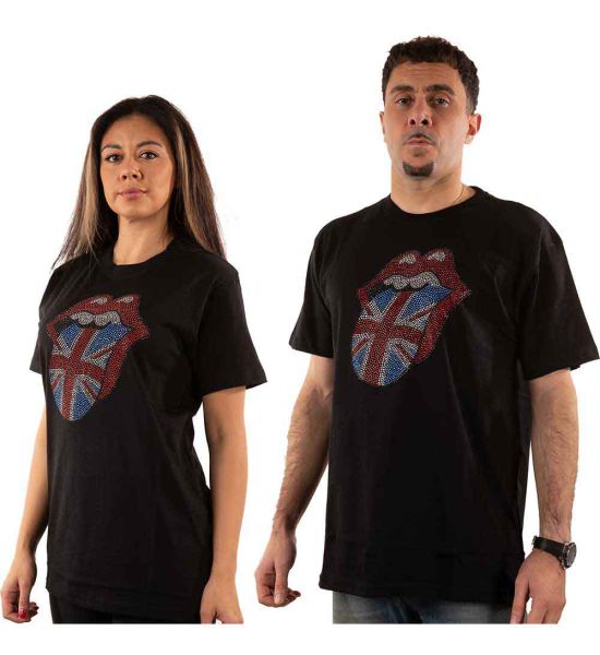 The Rolling Stones: Classic UK (Embellished) - Black T-Shirt