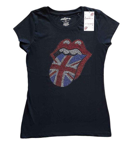 The Rolling Stones: Classic UK (Embellished) - Ladies Black T-Shirt