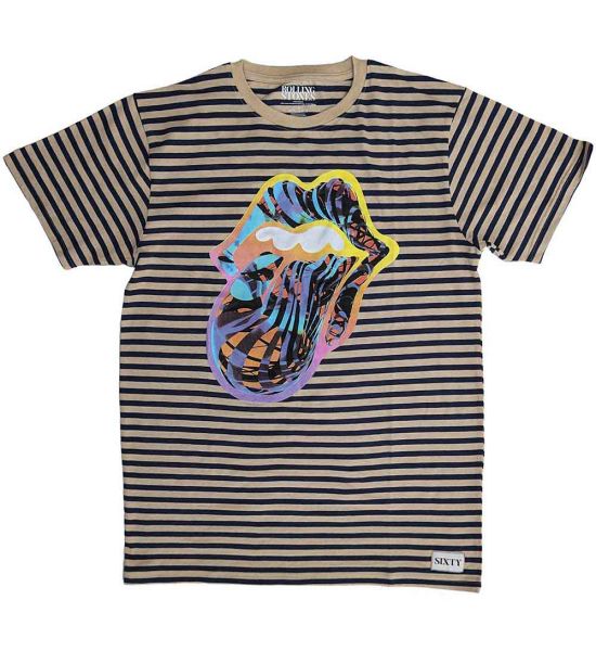 The Rolling Stones: Cyberdelic (Striped) - Black & Natural T-Shirt