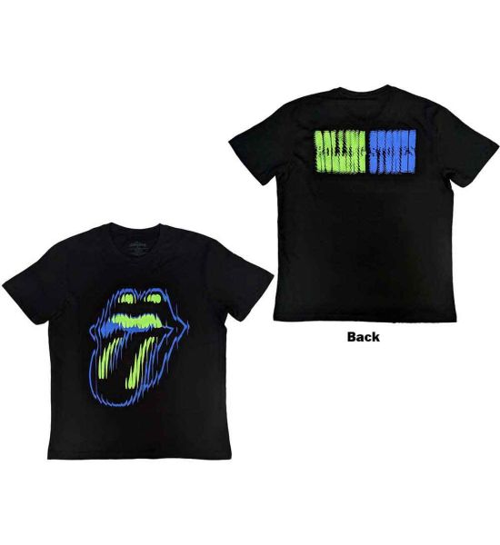 The Rolling Stones: Distorted Tongue (Back Print) - Black T-Shirt