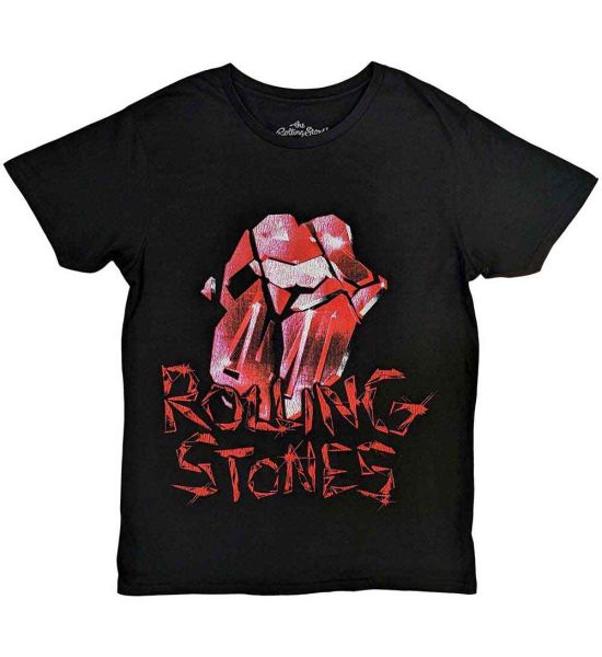 The Rolling Stones: Hackney Diamonds Cracked Glass Tongue - Black T-Shirt