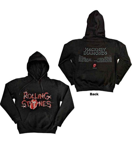 The Rolling Stones: Hackney Diamonds Glass Logo (Back Print) - Black Pullover Hoodie