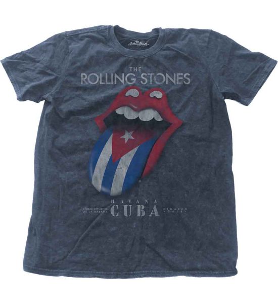 The Rolling Stones: Havana Cuba (Snow Wash, Dye Wash) - Denim Blue T-Shirt