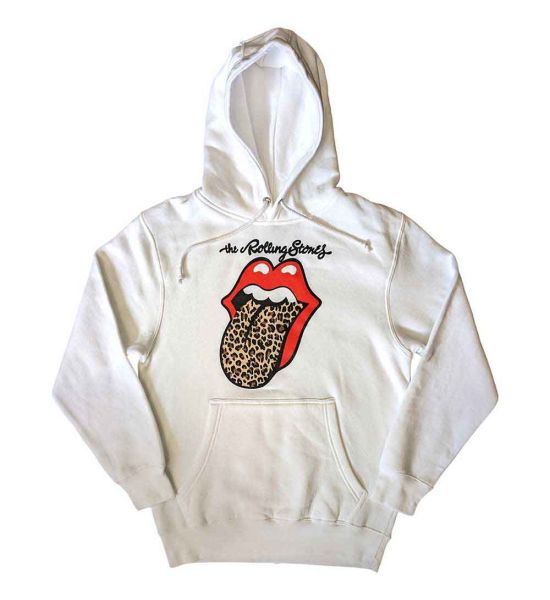 The Rolling Stones: Leopard Tongue - White Pullover Hoodie