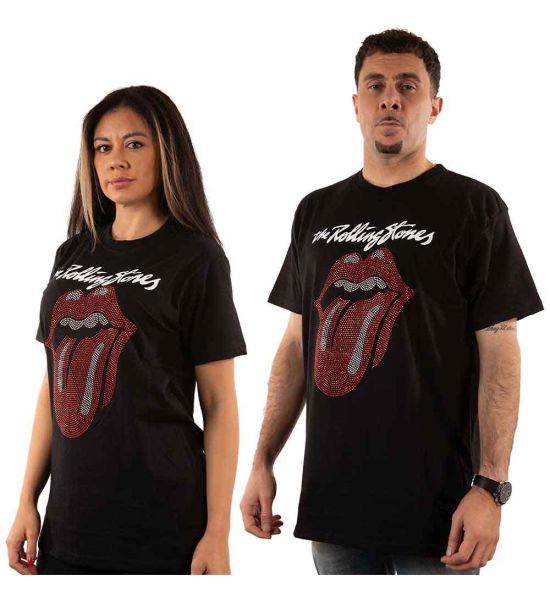 The Rolling Stones: Logo & Tongue (Embellished) - Black T-Shirt