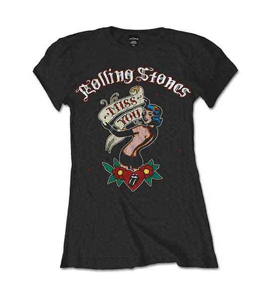 The Rolling Stones: Miss You - Ladies Black T-Shirt