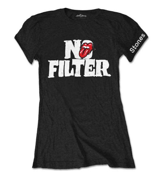 The Rolling Stones: No Filter Header Logo - Ladies Black T-Shirt