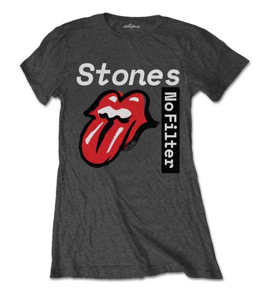 The Rolling Stones: No Filter Text - Ladies Charcoal Grey T-Shirt