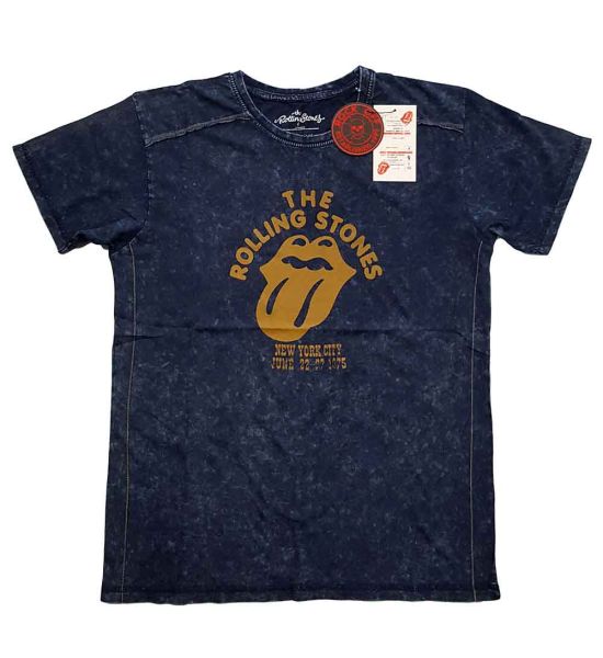 The Rolling Stones: NYC '75 (Snow Wash, Dye Wash) - Navy Blue T-Shirt