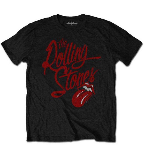 The Rolling Stones: Script Logo (Soft Hand Inks) - Black T-Shirt