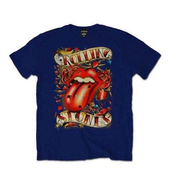 The Rolling Stones: Tongue & Stars - Navy Blue T-Shirt