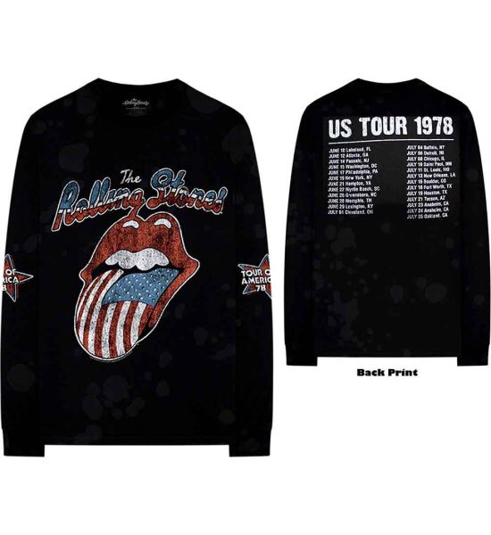 The Rolling Stones: US Tour '78 (Back Print, Sleeve Print) - Black Long Sleeve T-Shirt