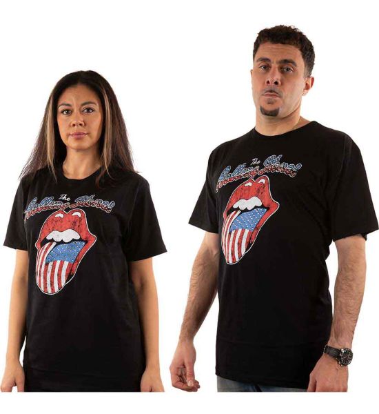 The Rolling Stones: USA Tongue (Embellished) - Black T-Shirt