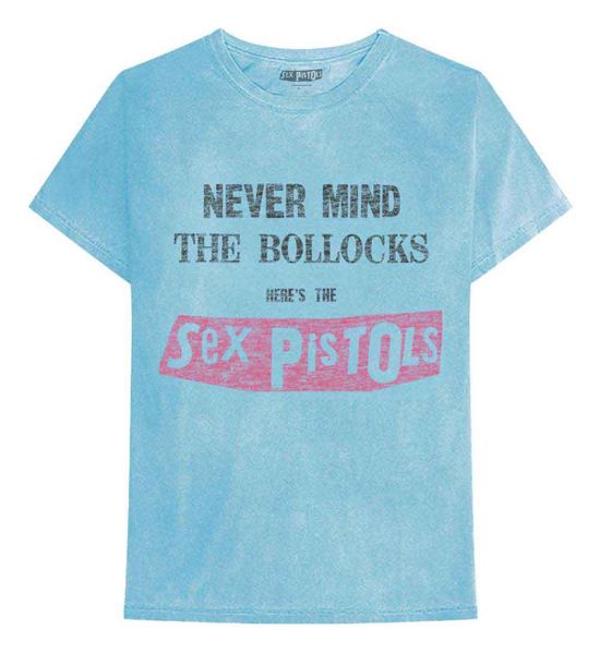 The Sex Pistols: Never Mind the Bollocks Distressed (Dye Wash, Mineral Wash) - Blue T-Shirt