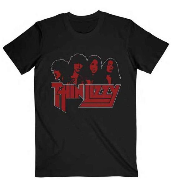 Thin Lizzy: Band Photo Logo - Black T-Shirt