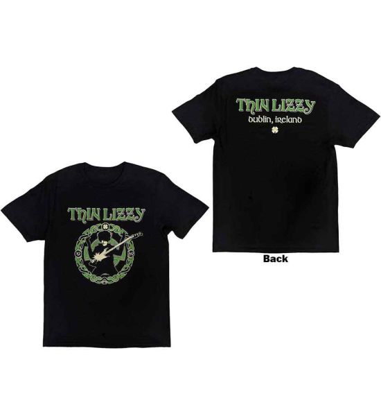 Thin Lizzy: Celtic Ring (Back Print) - Black T-Shirt