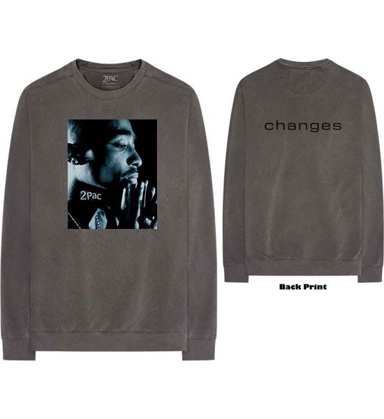 Tupac: Changes Side Photo (Back Print) - Charcoal Grey Long Sleeve T-Shirt