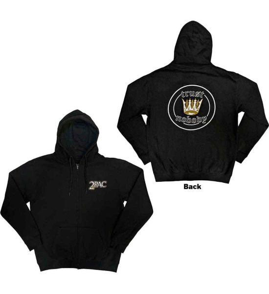 Tupac: Crown Seal (Back Print) - Black Zip-up Hoodie