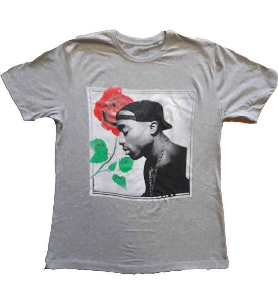 Tupac: Rose - Grey T-Shirt