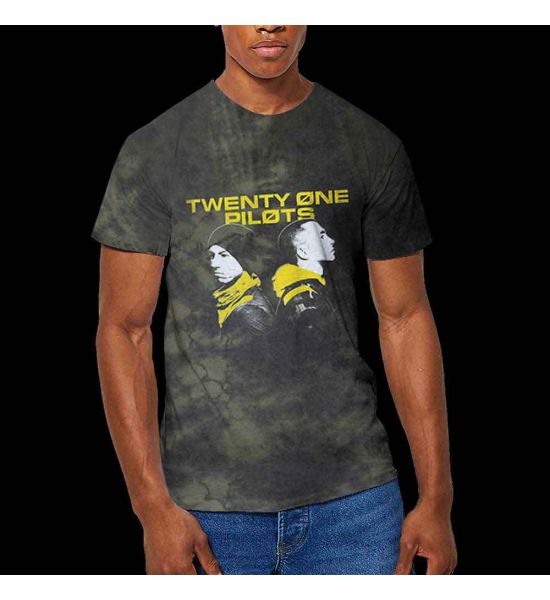 Twenty One Pilots: Back To Back (Dip Dye, Dye Wash) - Green T-Shirt