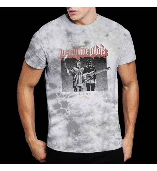 Twenty One Pilots: Torch Bearers (Dip Dye, Dye Wash) - Grey & White Dye-wash T-Shirt