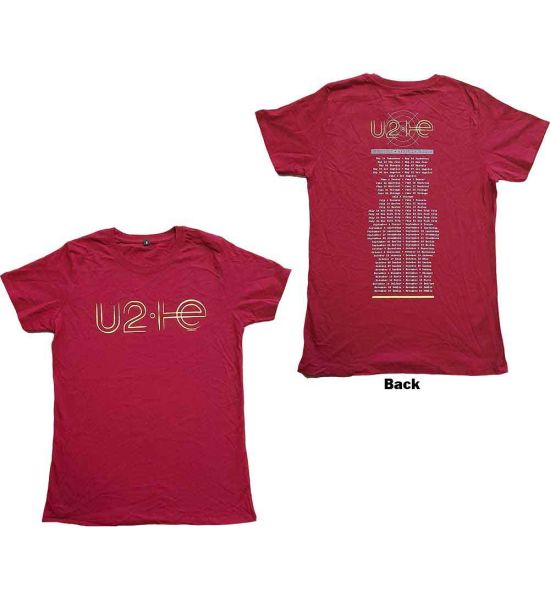 U2: I+E 2015 Tour Dates (Back Print) - Maroon Red T-Shirt