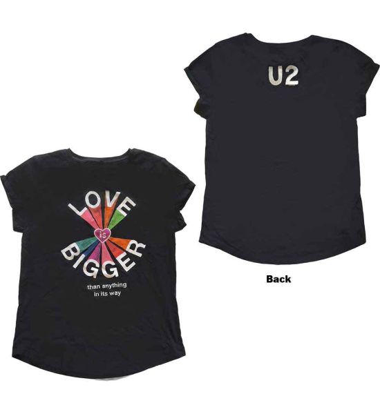 U2: Love Is Bigger (Back Print) - Ladies Black T-Shirt